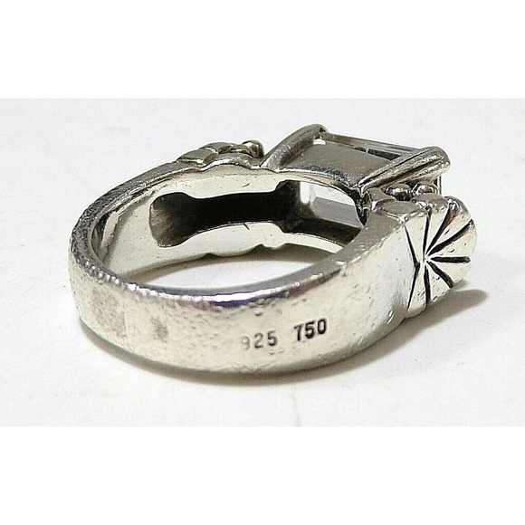 Sold LAGOS CAVIAR SIGNED 18K YELLOW GOLD & Sterling Silver WHITE TOPAZ SZ 7 RING - Picture 3 of 8